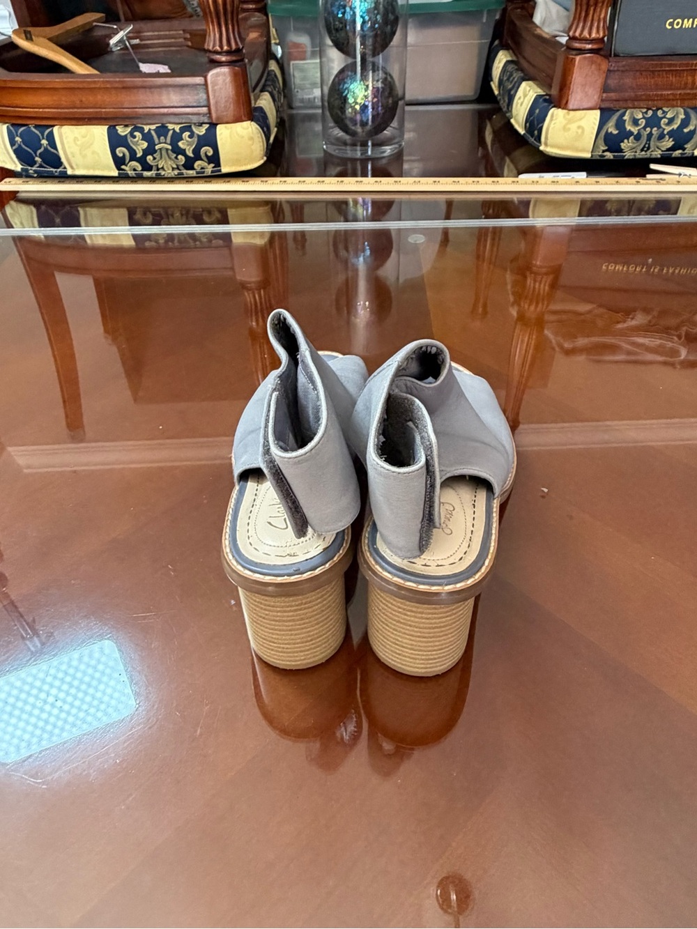 Clarks Gray Open-Toe Slingback Mules - Picture 4 of 7